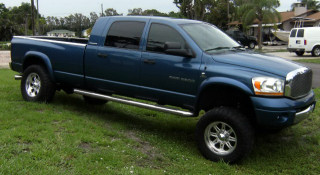 Dodge Ram truck with stretched frame and long bed