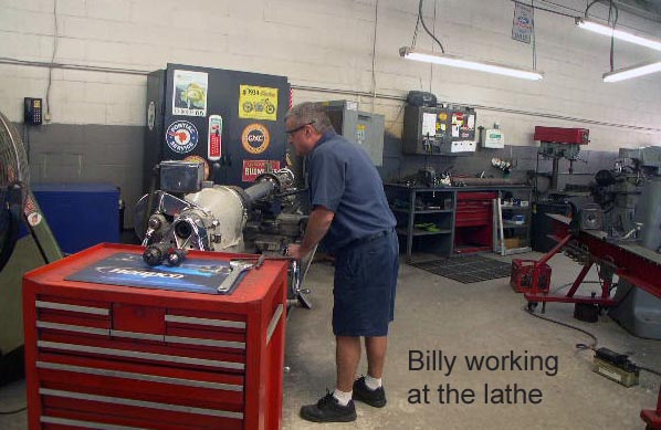 Billy working at metal lathe 